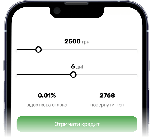 Обери суму та термін кредиту